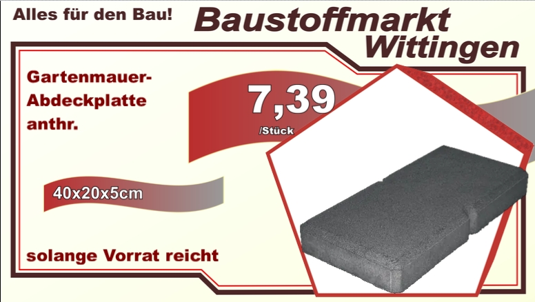 Gartenmauer Abdeckplatte anthrazit