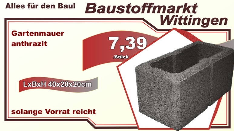 Gartenmauer LxBxH 40x20x20cm anthrazit